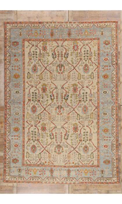 9 x 13 Modern Colorful Turkish Oushak Rug 53862