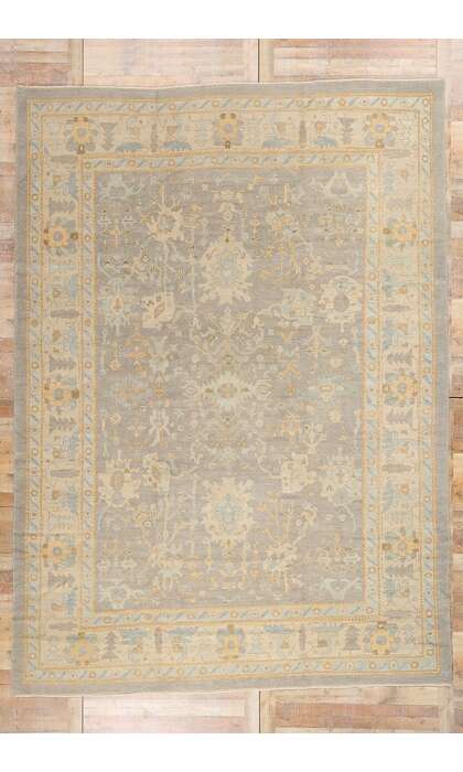 10 x 14 Modern Earth-Tone Turkish Oushak Rug 51520