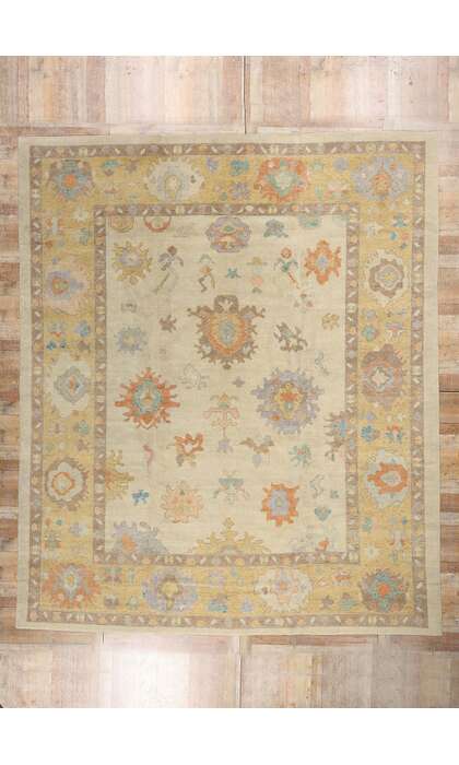 12 x 15 Modern Earth-Tone Turkish Oushak Rug 52735