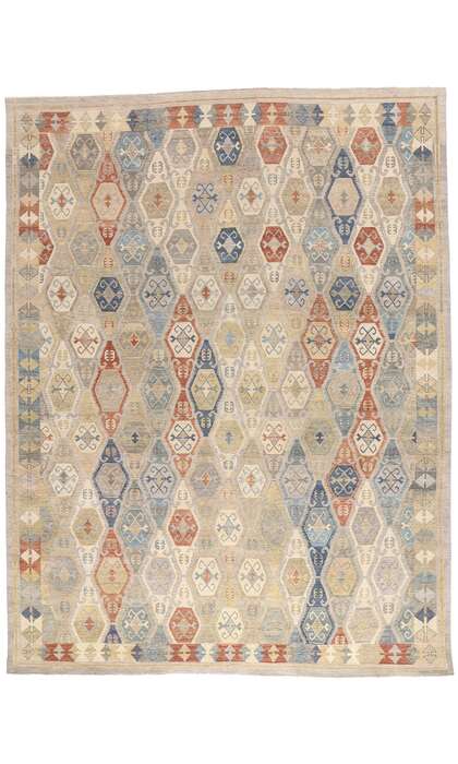 10 x 13 Vintage-Inspired Tribal Oushak Rug 30627
