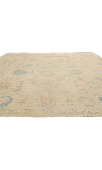 12 x 15 Vintage-Inspired Modern Pastel Oushak Rug 80934