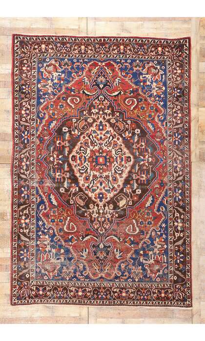 7 x 10 Distressed Antique Persian Bakhtiari Rug 79169