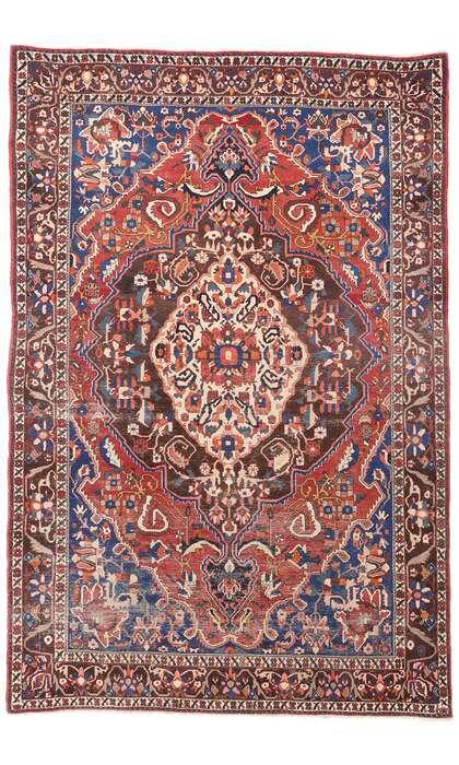 7 x 10 Distressed Antique Persian Bakhtiari Rug 79169