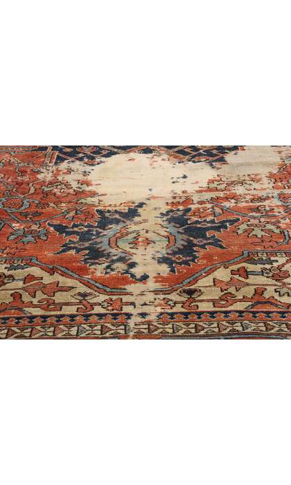 10 x 13 Late 19th Century Distressed Antique Persian Serapi Rug 74951