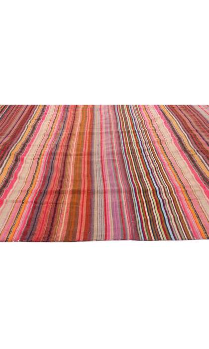 13 x 15 Colorful Vintage Turkish Striped Kilim Rug 60794