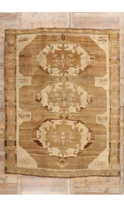 9 x 12 Vintage Earth-Tone Turkish Kars Rug 77709