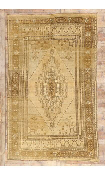 7 x 11 Vintage Earth-Tone Turkish Oushak Rug 50503
