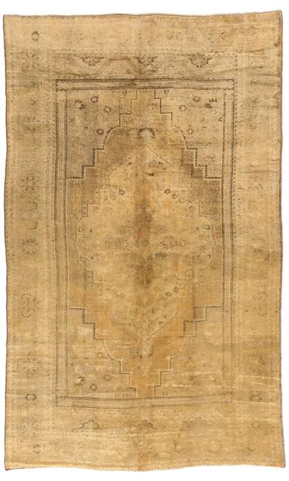 7 x 11 Vintage Earth-Tone Turkish Oushak Rug 74093