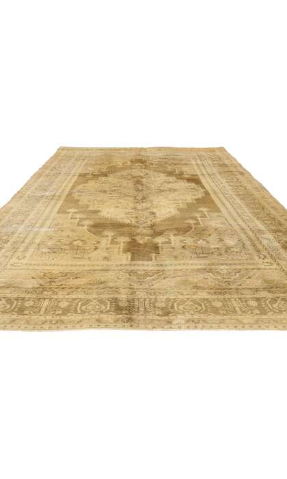 7 x 12 Vintage Earth-Tone Turkish Oushak Rug 73942