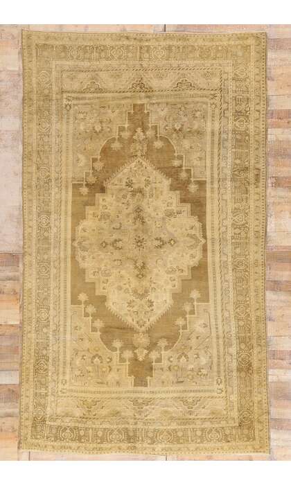 7 x 12 Vintage Earth-Tone Turkish Oushak Rug 73942