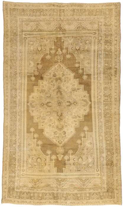 7 x 12 Vintage Earth-Tone Turkish Oushak Rug 73942