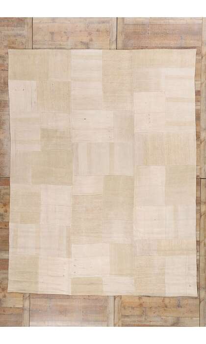 9 x 12 Vintage Neutral Turkish Patchwork Kilim Rug 53527