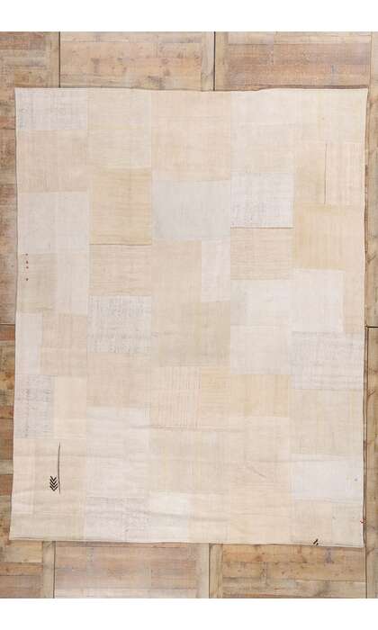 9 x 12 Vintage Neutral Earth-Tone Turkish Patchwork Kilim Rug 53528