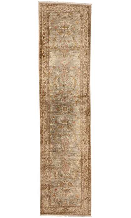 3 x 11 Vintage Earth-Tone Indian Sultanabad Rug 76919