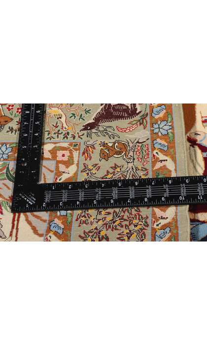 4 x 5 Vintage Persian Hunting Scene Isfahan Rug 79166