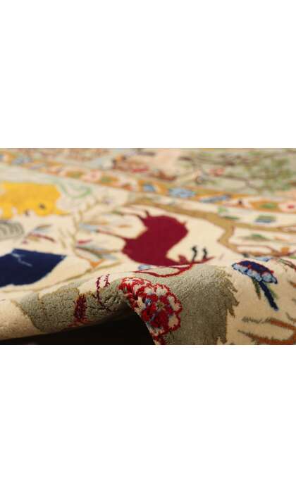 4 x 5 Vintage Persian Hunting Scene Isfahan Rug 79166