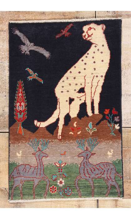 2 x 3 Vintage Pakistani Kazak Pictorial Rug 79176