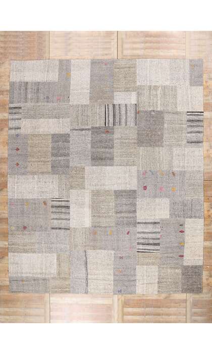 11 x 14 Vintage Gray Turkish Patchwork Kilim Rug 53167