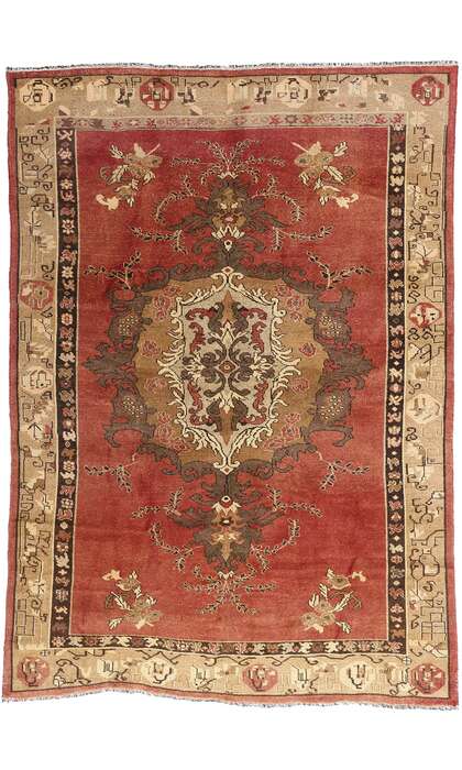 7 x 10 Vintage Red Turkish Oushak Rug 50500