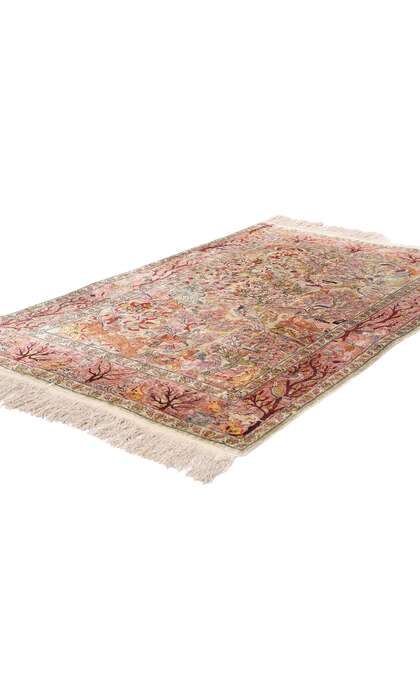 3 x 5 Vintage Turkish Silk Hereke Rug Garden of Paradise 79160