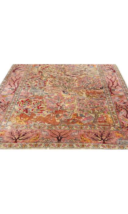 3 x 5 Vintage Turkish Silk Hereke Rug Garden of Paradise 79160