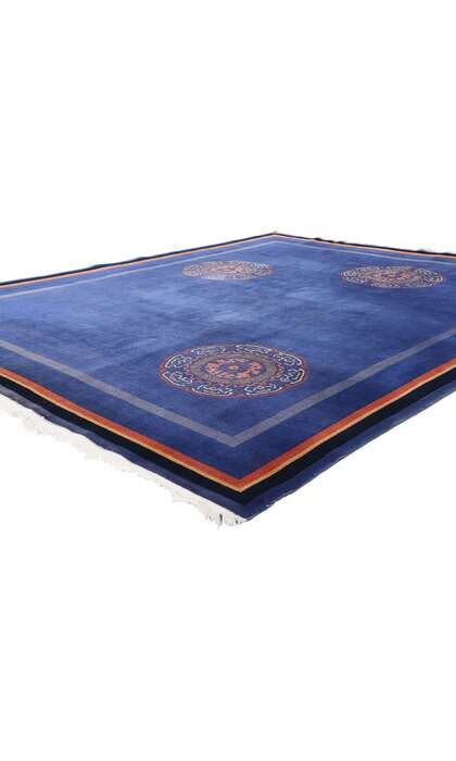 8 x 10 Antique Blue Chinese Art Deco Rug 79168