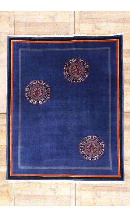 8 x 10 Antique Blue Chinese Art Deco Rug 79168
