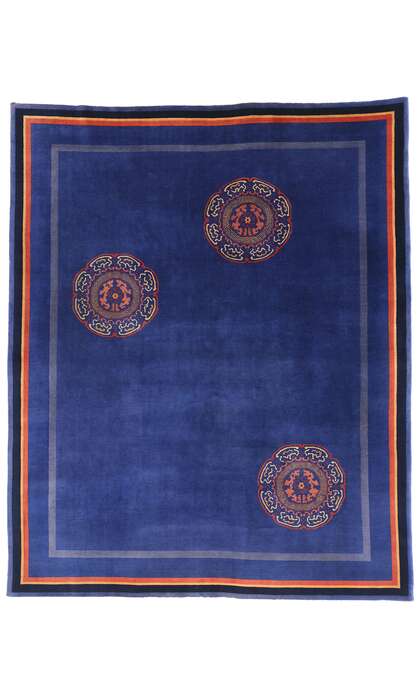 8 x 10 Antique Blue Chinese Art Deco Rug 79168
