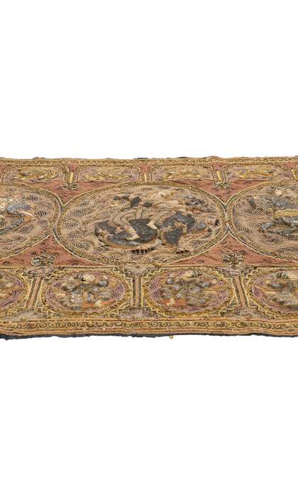 4 x 5 Antique Embroidered Burmese Kalaga Tapestry 79202