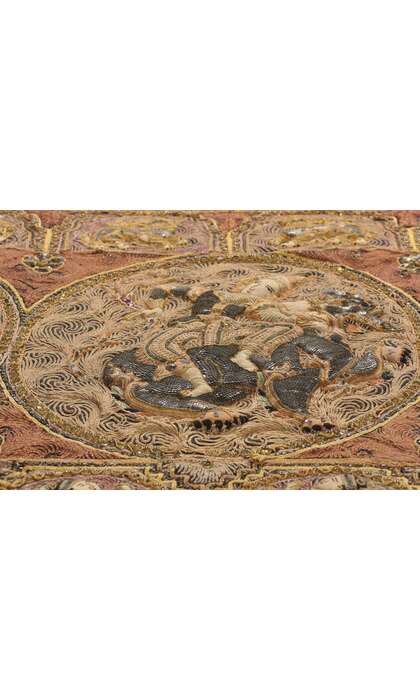 4 x 5 Antique Embroidered Burmese Kalaga Tapestry 79202