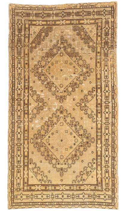 7 x 13 Antique Earth-Tone Turkestan Khotan Rug 73807
