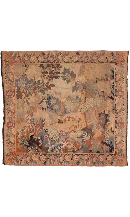 7 x 8 Late 19th Century Antique French Aubusson Tapestry 79194