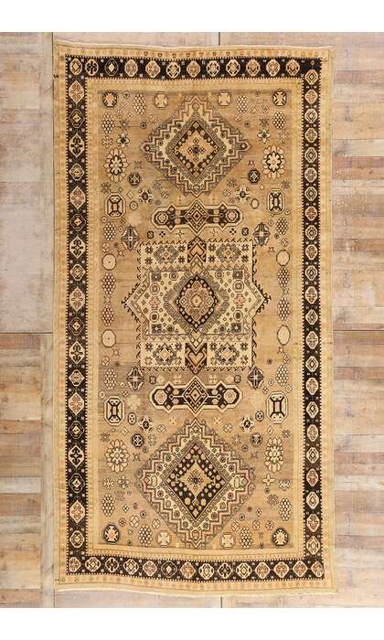 7 x 13 Antique Earth-Tone Turkestan Khotan Rug 73806