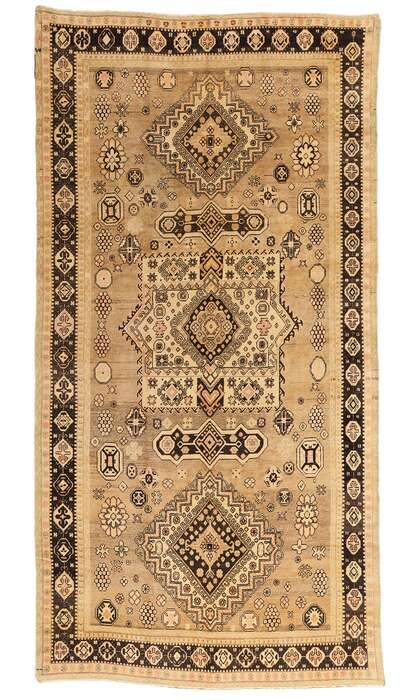 7 x 13 Antique Earth-Tone Turkestan Khotan Rug 73806