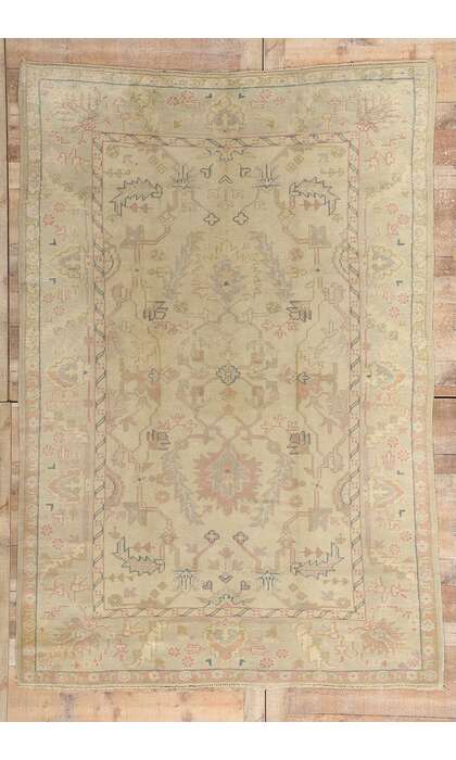 7 x 10 Antique Pastel Turkish Oushak Rug 72193