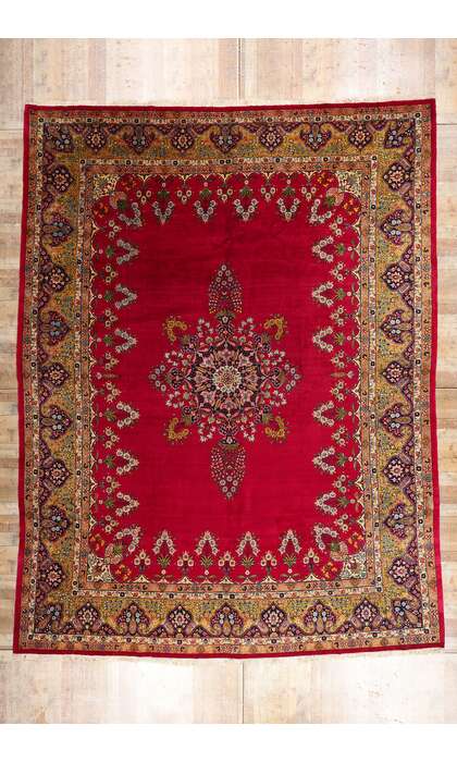 13 x 17 Antique Red Persian Mashhad Rug 79183