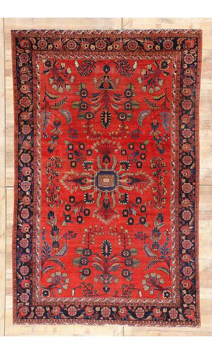 6 x 10 Antique Red Persian Mohajeran Sarouk Rug 79184