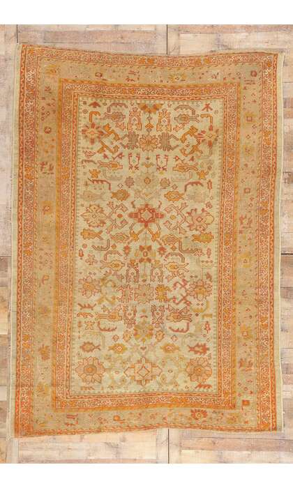 7 x 10 Late 19th Century Antique Turkish Oushak Rug 74181