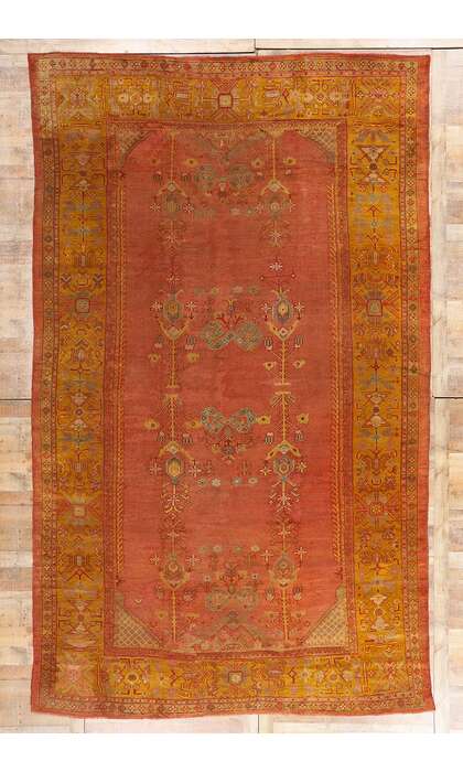 9 x 15 Late 19th Century Antique Turkish Oushak Rug 73790