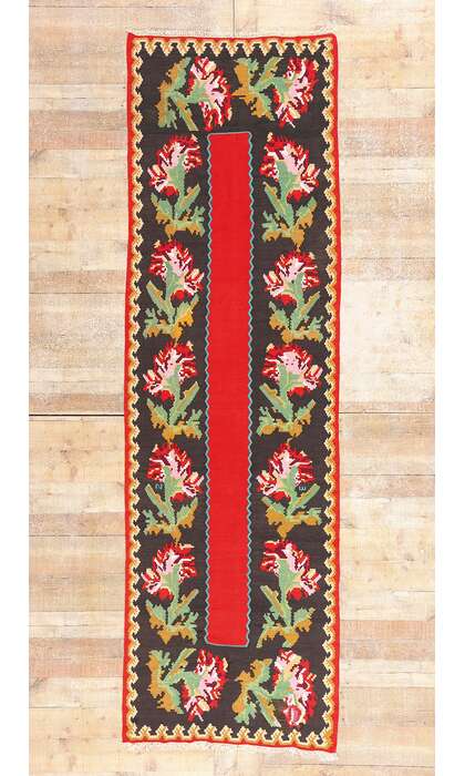 3 x 10 Antique Caucasian Rose Karabagh Kilim Rug 79207