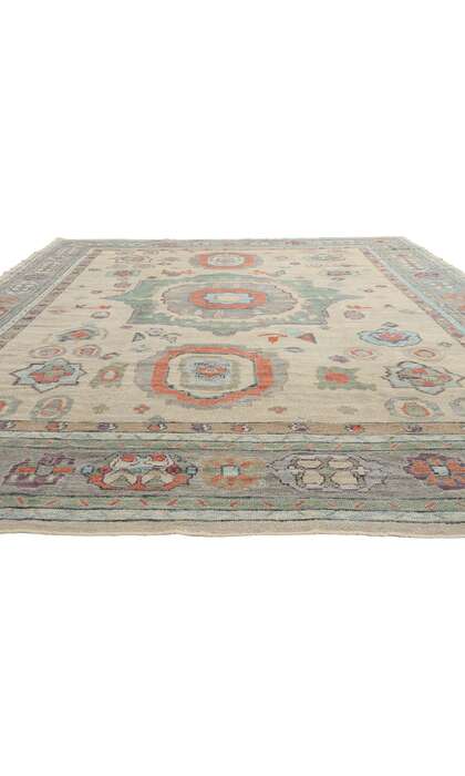 10 x 14 Colorful Modern Turkish Oushak Rug 52880