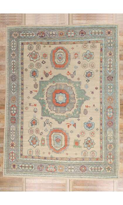 10 x 14 Colorful Modern Turkish Oushak Rug 52880