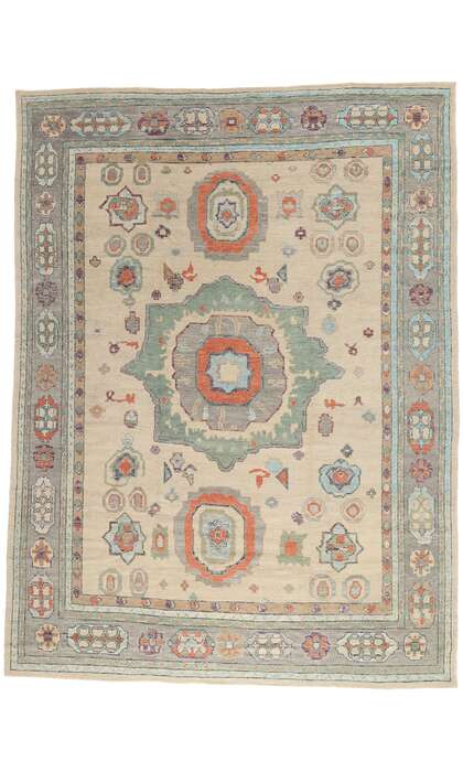 10 x 14 Colorful Modern Turkish Oushak Rug 52880