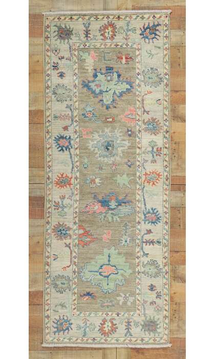 3 x 8 Modern Colorful Oushak Rug Runner 80963