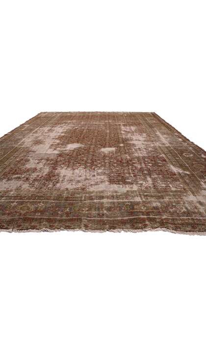 13 x 18 Late 19th Century Distressed Antique Persian Sultanabad Rug 73485