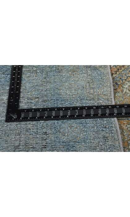 7 x 11 Distressed Vintage Blue Persian Ardabil Rug 61188