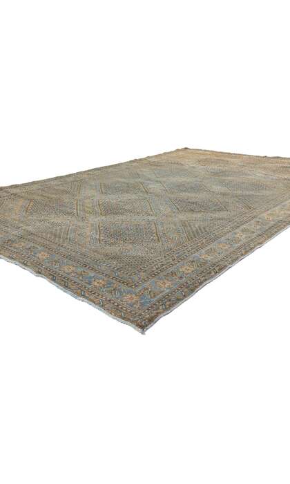 7 x 11 Distressed Vintage Blue Persian Ardabil Rug 61188