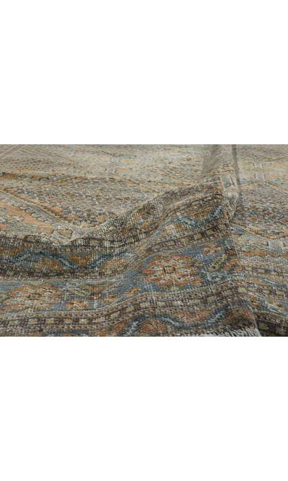 7 x 11 Distressed Vintage Blue Persian Ardabil Rug 61188