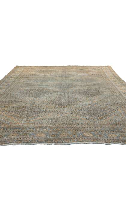 7 x 11 Distressed Vintage Blue Persian Ardabil Rug 61188