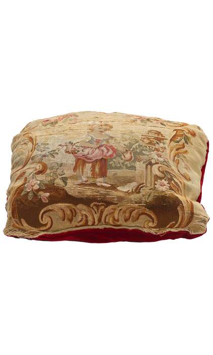 1 x 1 Antique French Aubusson Tapestry Cushion 79198